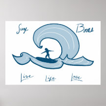Surfing - Life, Live Love Blue Surfing Painting