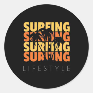 Surfing Life Style Surfing Classic Round Sticker