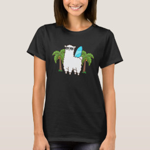Surfing Llama Cute Tropical Surf Cria T-Shirt