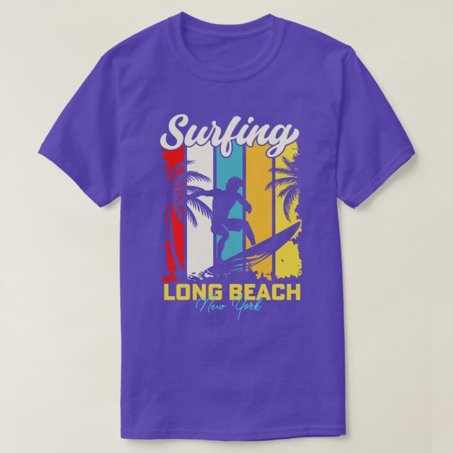 Surfing Long Beach New York T-Shirt (Design Front)