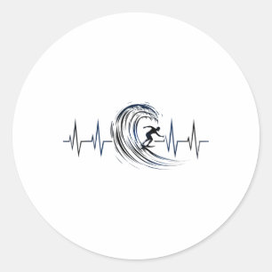 Surfing Lover Heartbeat Surfboards Surfboarder Sur Classic Round Sticker