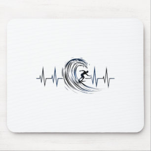 Surfing Lover Heartbeat Surfboards Surfboarder Sur Mouse Pad