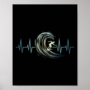 Surfing Lover Heartbeat Surfboards Surfboarder Sur Poster