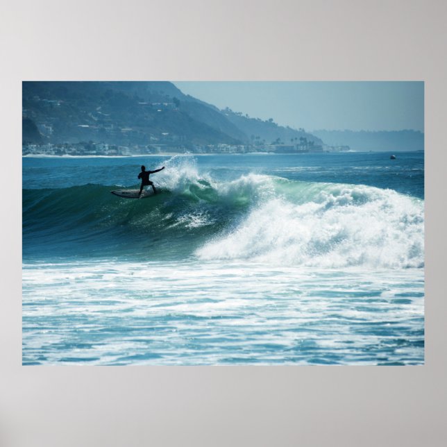 Surfing Malibu Waves Poster (Front)