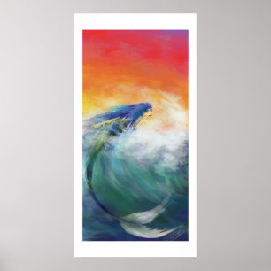Surfing Mermaid fantasy poster (LARGE)