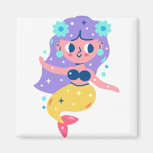 Surfing mermaid magnet