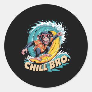 Surfing Monkey Cool Vibes Classic Round Sticker