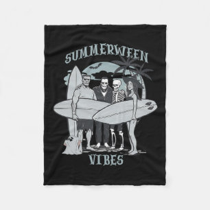 Surfing Monsters Clic Halloween Vibes Graphic Fleece Blanket