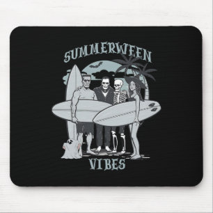 Surfing Monsters Clic Halloween Vibes Graphic Mouse Pad