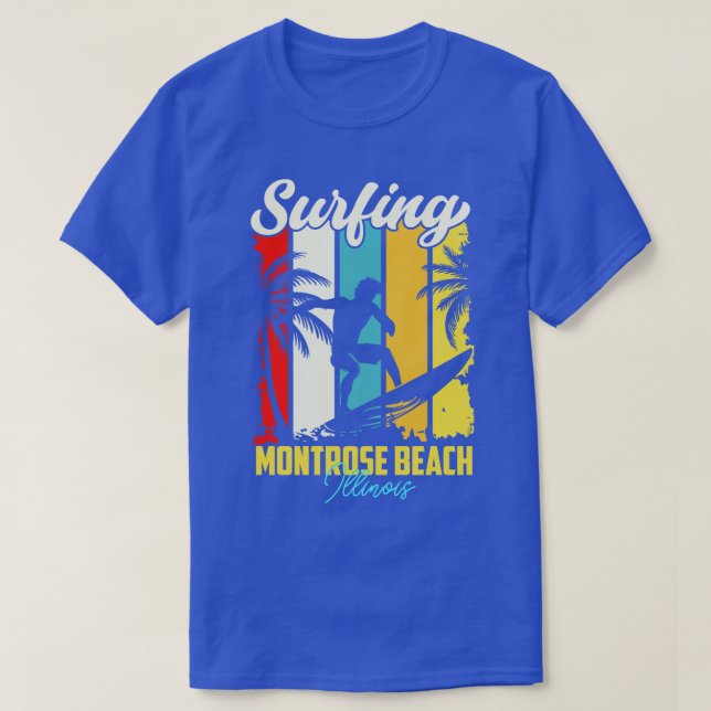 Surfing Montrose Beach Illinois T-Shirt (Design Front)