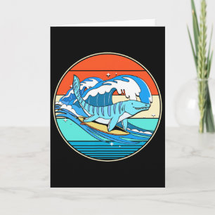 Surfing Mosasaurus Dino Retro Aquatic Dinosaur Card