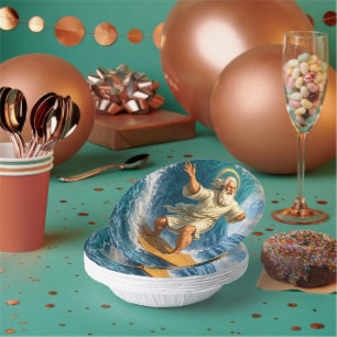 Surfing Moses biblical art disposable paper bowl Plate