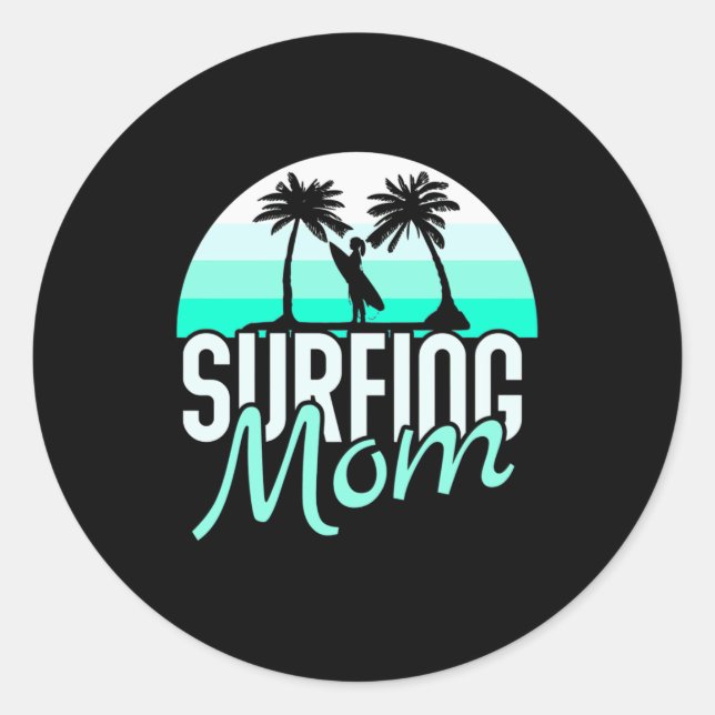 Surfing Mum Classic Round Sticker (Front)