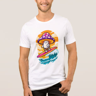 Surfing Mushroom Dude: Psychedelic Fun Summer Vibe Tri-Blend Shirt