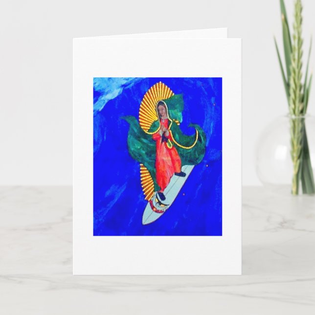 surfing nun greeting card (Front)