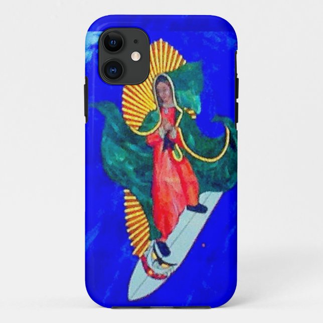 surfing nun on blue iphone case (Back)