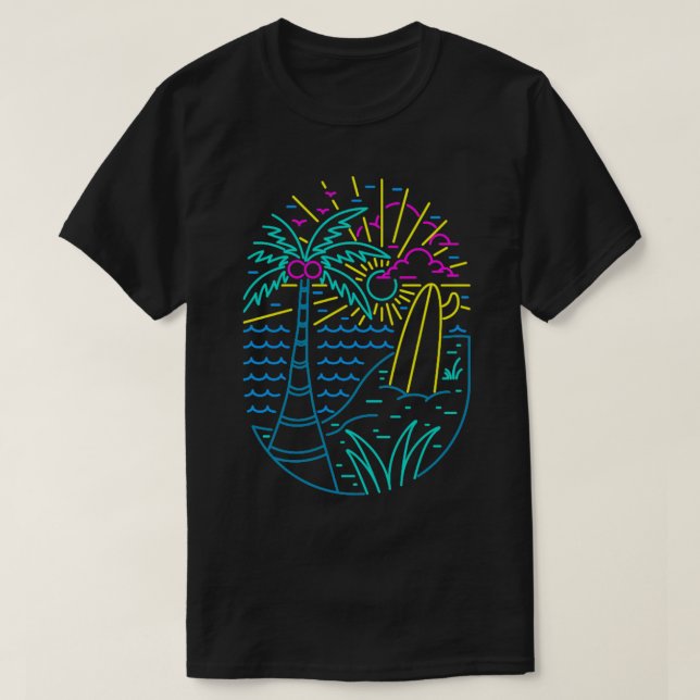 Surfing Ocean Palm T-Shirt (Design Front)