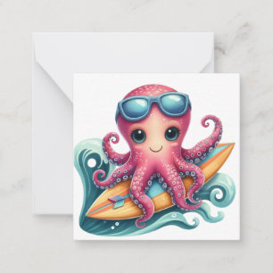 Surfing Octopus Note Card