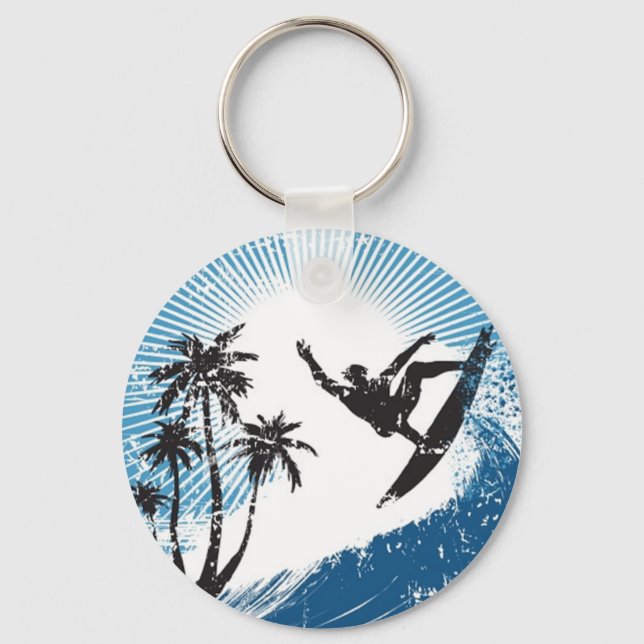 Surfing on the waves keychain (Front)