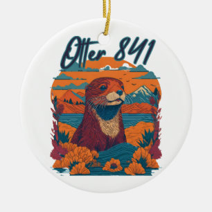 Surfing Otter 841 Otter My Way California Sea Otte Ceramic Ornament