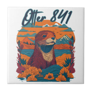 Surfing Otter 841 Otter My Way California Sea Otte Ceramic Tile
