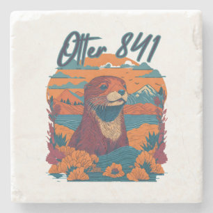 Surfing Otter 841 Otter My Way California Sea Otte Stone Coaster