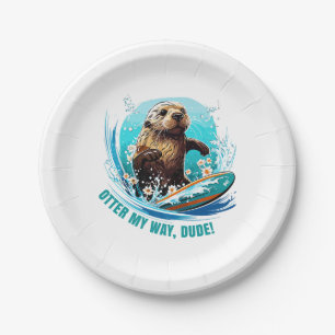 Surfing Otter 841 Otter My Way Dude California Ott Paper Plate