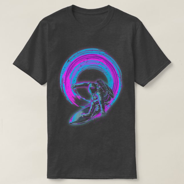 Surfing Outer Space 90s Art Synthwave Vaporwave As T-Shirt (Design Front)