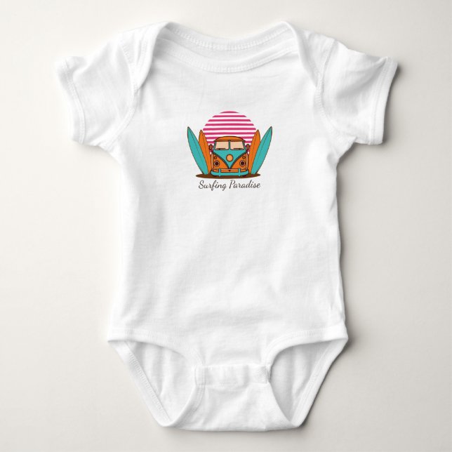 Surfing Paradise Baby Bodysuit (Front)