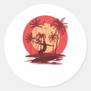 Surfing Paradise Classic Round Sticker