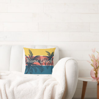 Surfing Paradise Miami Beach Florida Cushion