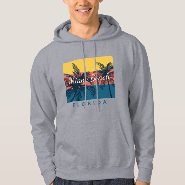 Surfing Paradise Miami Beach Florida Hoodie (Front)