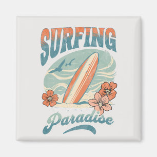 Surfing Paradise retro style design Magnet