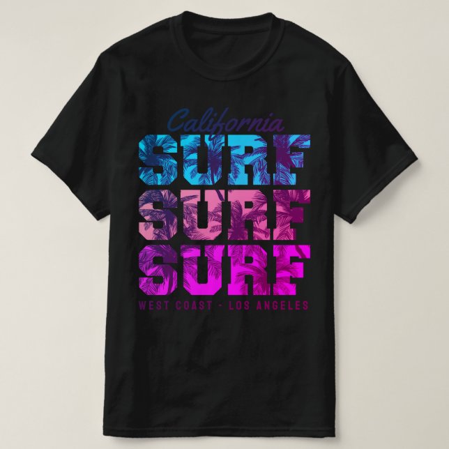 Surfing Paradise West Coast California Los Angeles T-Shirt (Design Front)