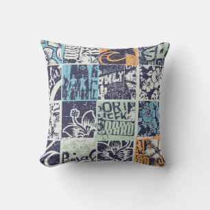 Surfing patchwork: grunge vintage pattern cushion
