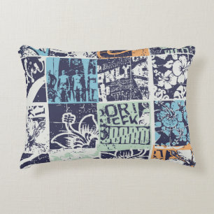 Surfing patchwork: grunge vintage pattern decorative cushion