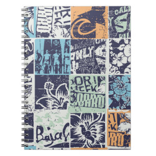 Surfing patchwork: grunge vintage pattern notebook