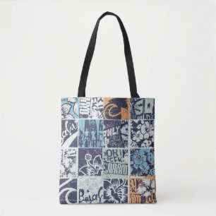 Surfing patchwork: grunge vintage pattern tote bag