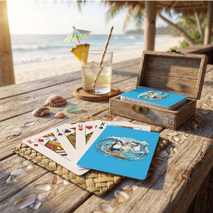 Surfing Penguin and Shark High Five Playing Cards