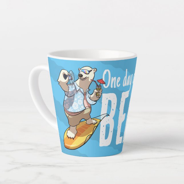Surfing Polar Bear One Day Closer To The Beach Latte Mug (Left Angle)
