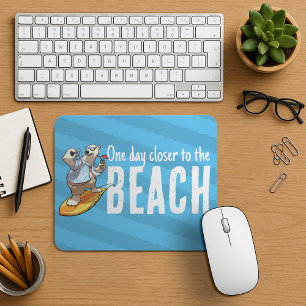 Surfing Polar Bear One Day Closer To The Beach Mouse Pad