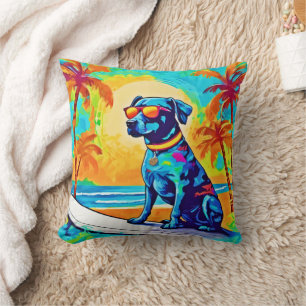 Surfing Pooch: Beach Sunglasses Cushion