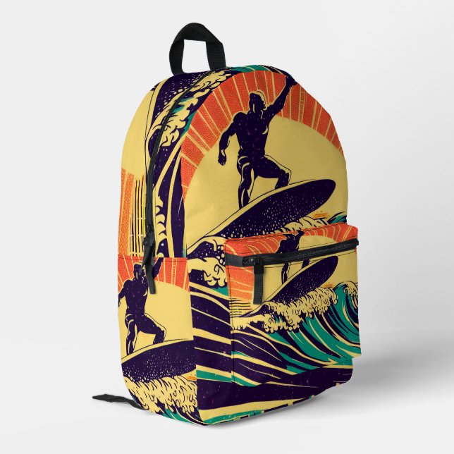 Surfing Printed Backpack (Back Corner Left)