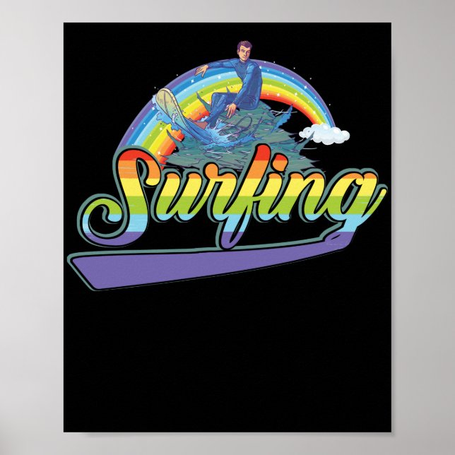 Surfing Rainbow Beach Summer Poster (Front)