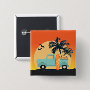 Surfing Retro 15 Cm Square Badge