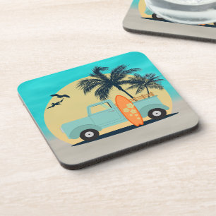 Surfing Retro Beverage Coaster