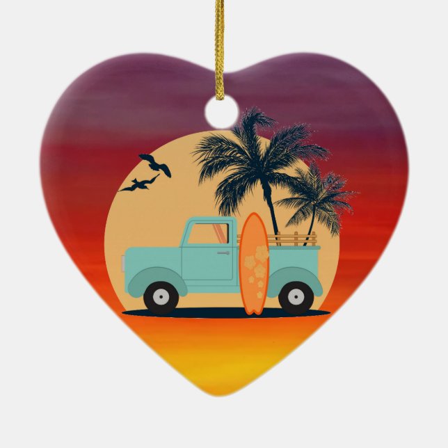 Surfing Retro Ceramic Ornament (Back)