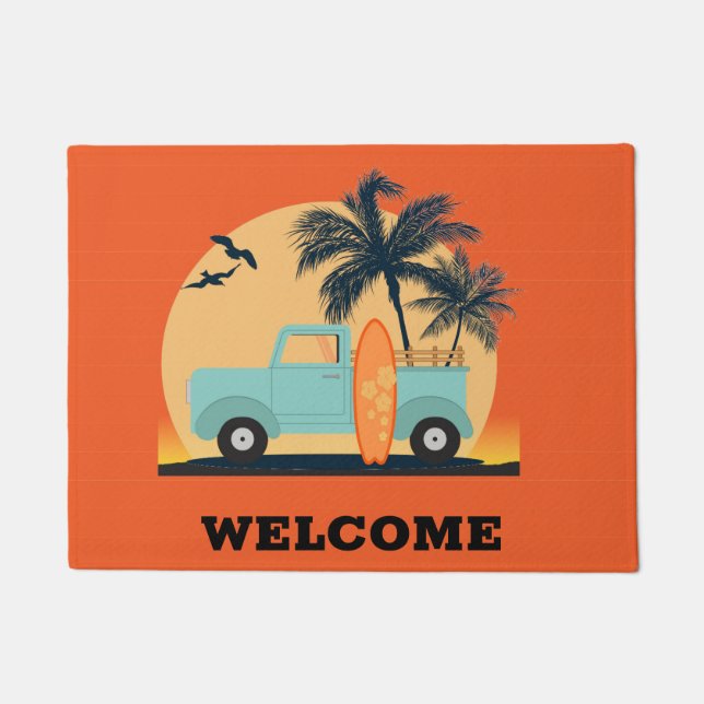 Surfing Retro Door Mat (Front)