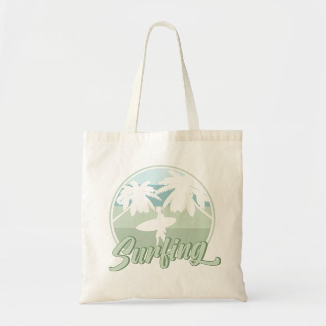 Surfing Retro Surfboarding Surfer Gift Tote Bag (Front)