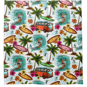 Surfing/Retro van Shower Curtain